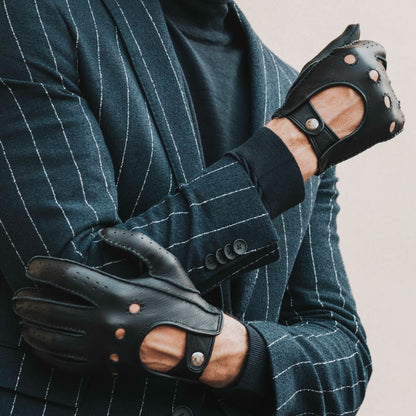 Leonardo (black) - Italian driving gloves made of American deerskin leather — photo 7 of 10