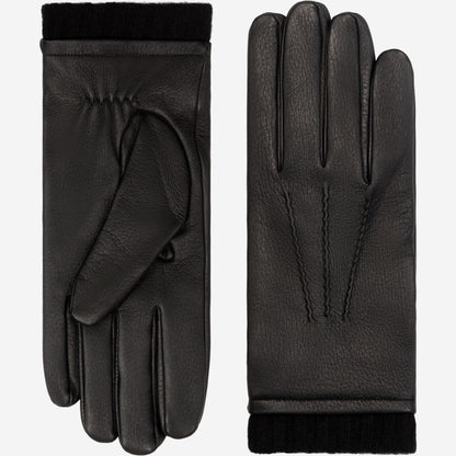 Lorenzo (black) - Italian gloves made of American deerskin leather with cashmere lining — photo 1 of 10