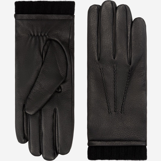 Lorenzo (black) - Italian gloves made of American deerskin leather with cashmere lining — photo 1 of 10