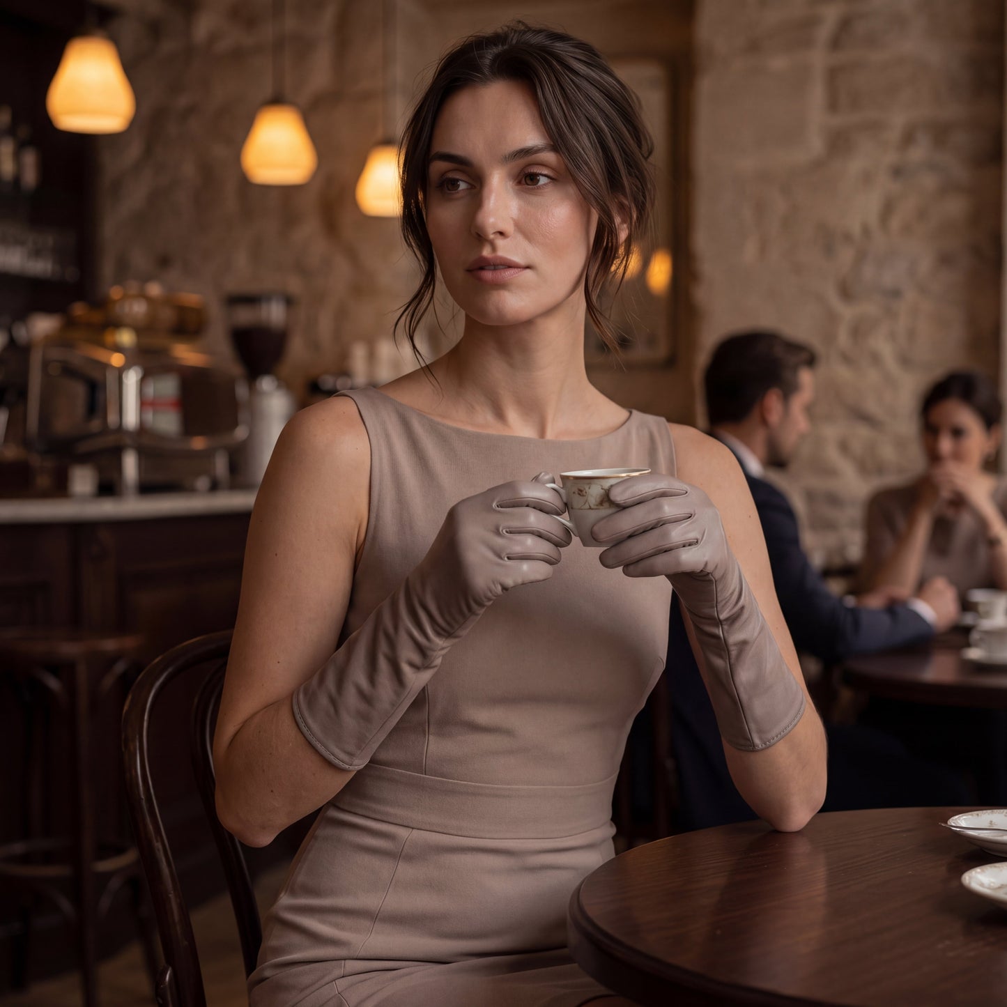 Leonora (grey) - Italian cashmere lined 6-button length leather gloves — photo 3 of 10