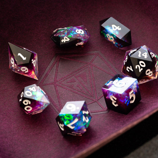 Juego de dados de resina hechos a mano DND con rayos