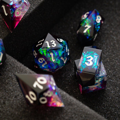 Juego de dados de resina hechos a mano DND con rayos