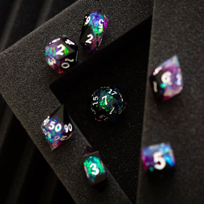 Juego de dados de resina hechos a mano DND con rayos