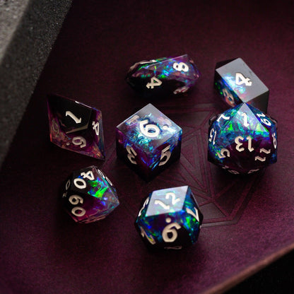 Juego de dados de resina hechos a mano DND con rayos
