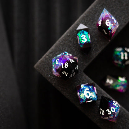 Juego de dados de resina hechos a mano DND con rayos