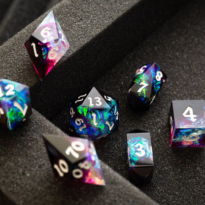 Juego de dados de resina hechos a mano DND con rayos