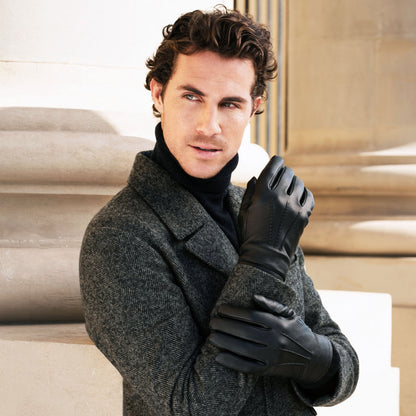 Lorenzo (black) - Italian gloves made of American deerskin leather with cashmere lining — photo 2 of 10
