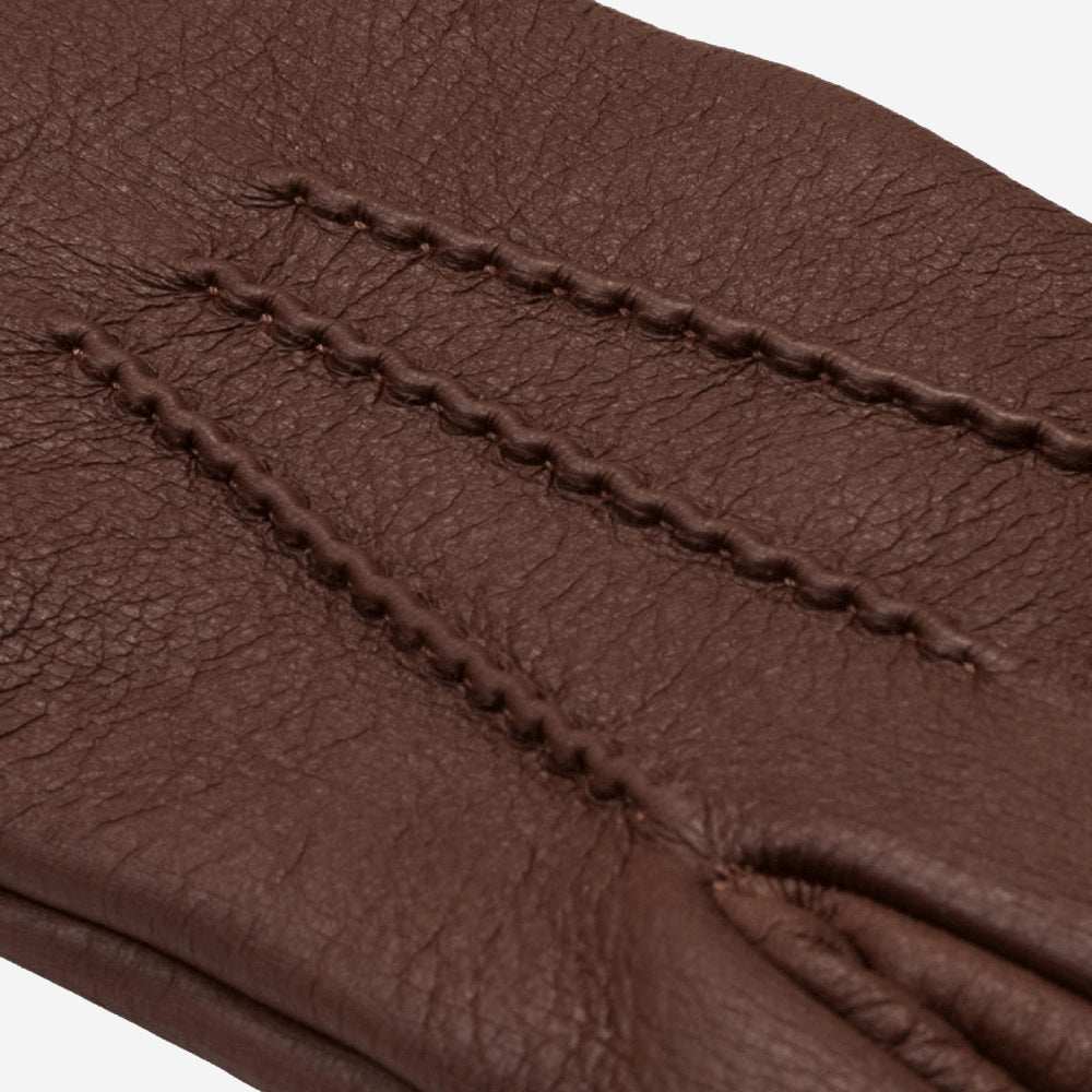 Lorenzo (brown) - Italian gloves made of American deerskin leather with cashmere lining — photo 5 of 10