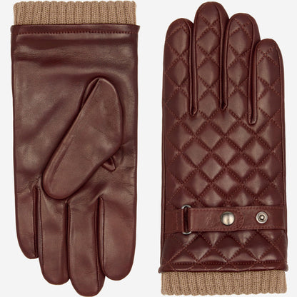 Luca (brown) - Italian lambskin leather gloves with cashmere lining and checkered pattern — photo 3 of 10
