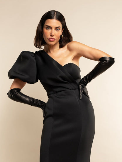 Lucia (black) - Italian unlined 12-button length leather opera gloves — photo 6 of 10