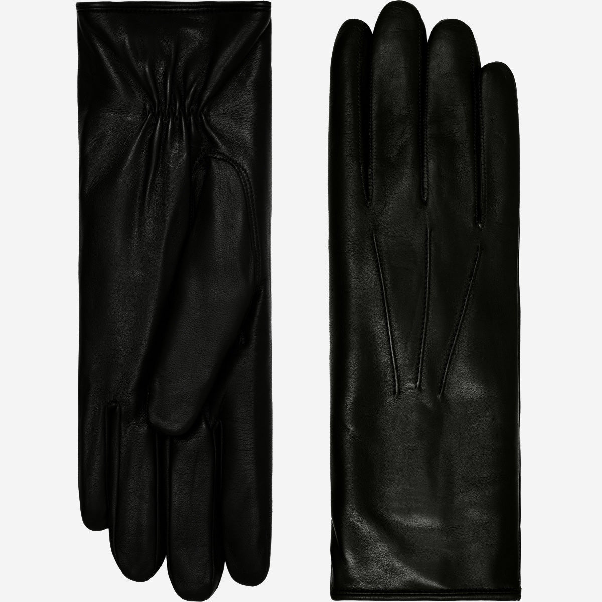 Luciana (black) - Extended women’s Italian lambskin leather gloves with rabbit fur lining — photo 2 of 10