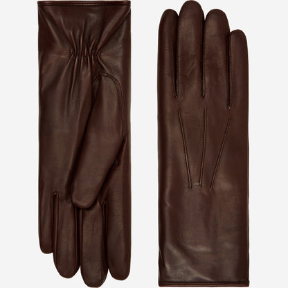 Luciana (brown) - Extended women's Italian lambskin leather gloves with rabbit fur lining — photo 1 of 10