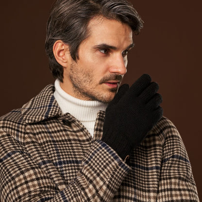 Luciano (black) - Handmade Italian knitted wool gloves with luxurious cashmere lining — photo 2 of 10