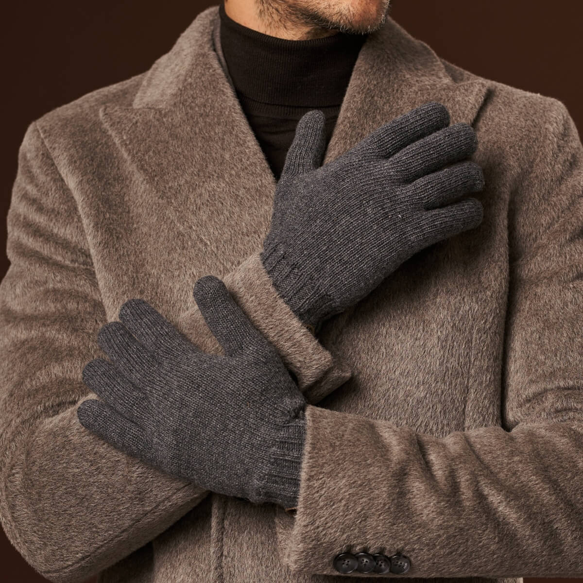 Luciano (grey) - Handmade Italian knitted wool gloves with luxurious cashmere lining — photo 8 of 10