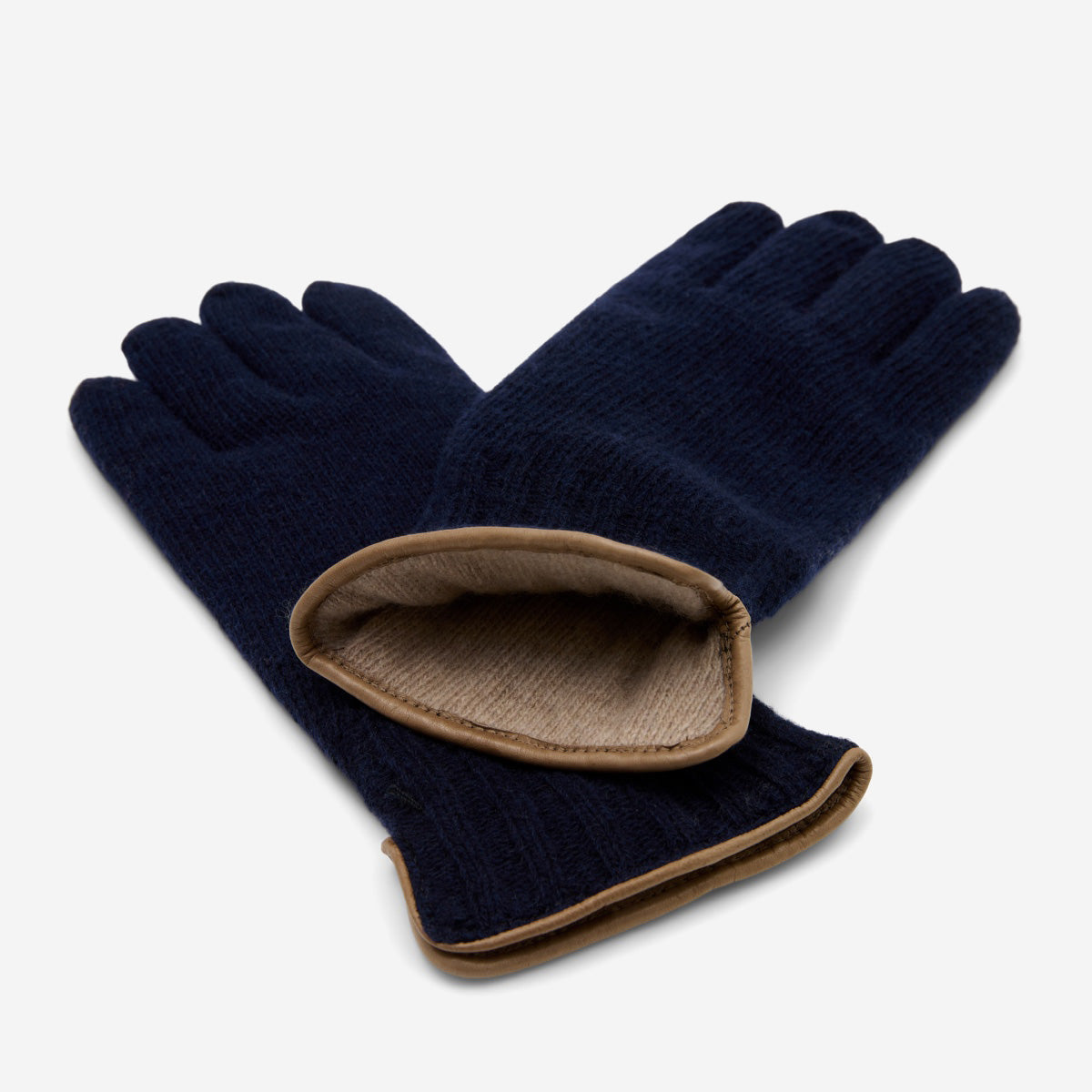 Luciano (dark blue) - Handmade Italian knitted wool gloves with luxurious cashmere lining — photo 3 of 10