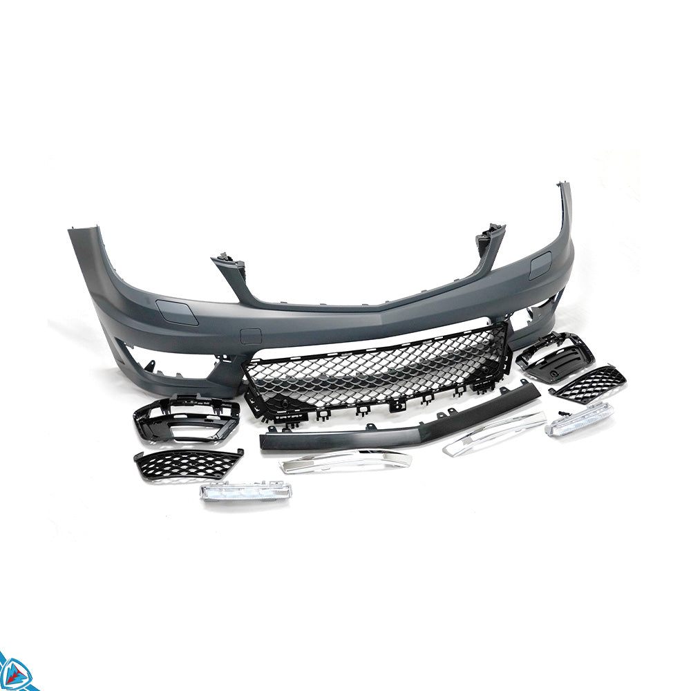 2012-2014 Mercedes-Benz C-Class Facelift (W204) C63 AMG Style Polypropylene Front Bumper Conversion Kit | E3Tuning — photo 1 of 10