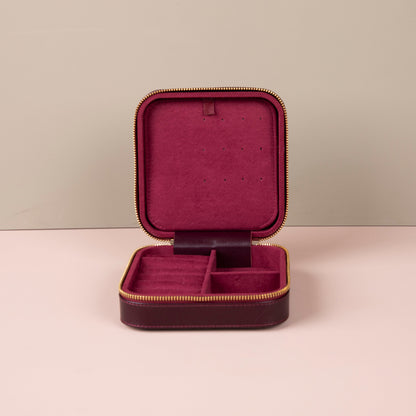 Luxury Travel Jewelry Box – Burgundy - Palermo