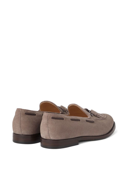 BRUNELLO CUCINELLI Men's Suede Loafers with Tassel Embellishment