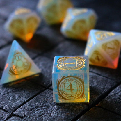 Mage Fury Edelstein Opalit Handgeschnitztes D&D Würfelset