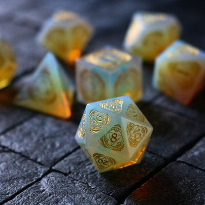 Mage Fury Edelstein Opalit Handgeschnitztes D&D Würfelset