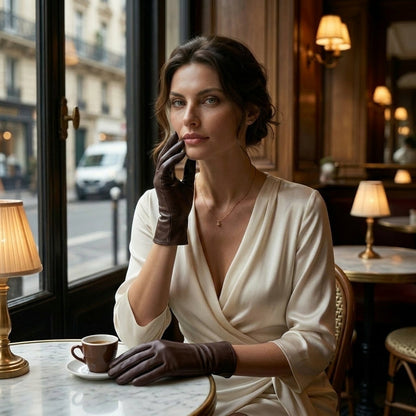 Marcella (brown) - Unlined women’s lambskin leather gloves — photo 3 of 10