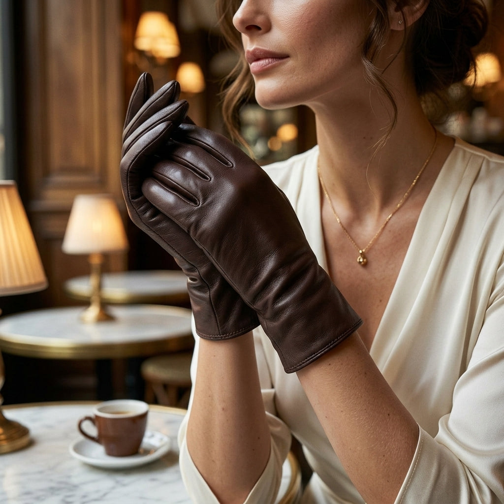 Marcella (brown) - Unlined women’s lambskin leather gloves — photo 5 of 10
