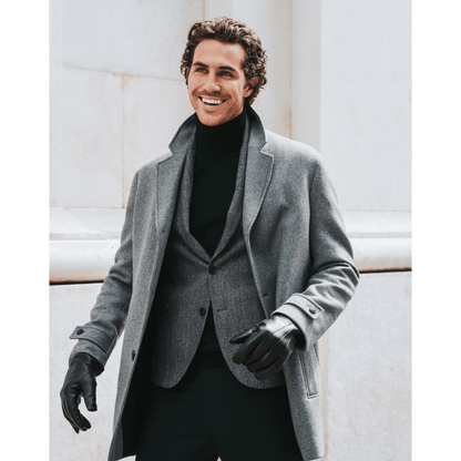 Marco (black) - Italian lambskin leather gloves with brown rabbit fur lining — photo 2 of 10