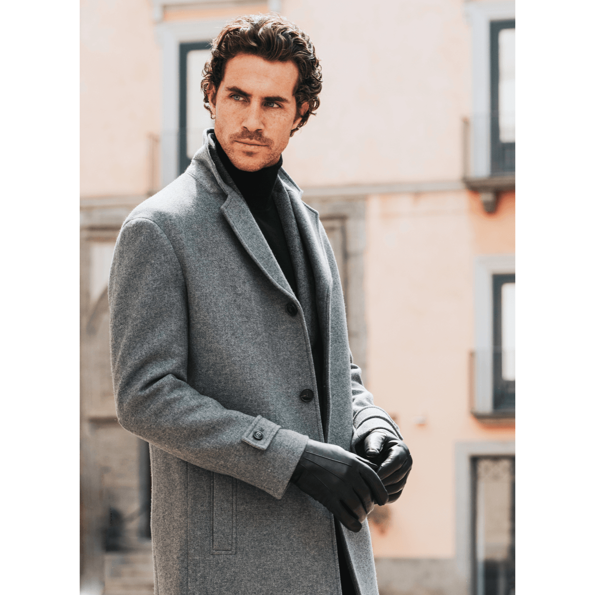 Marco (black) - Italian lambskin leather gloves with brown rabbit fur lining — photo 9 of 10