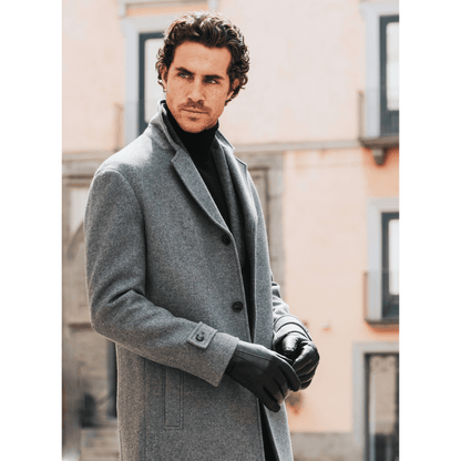 Marco (black) - Italian lambskin leather gloves with brown rabbit fur lining — photo 9 of 10