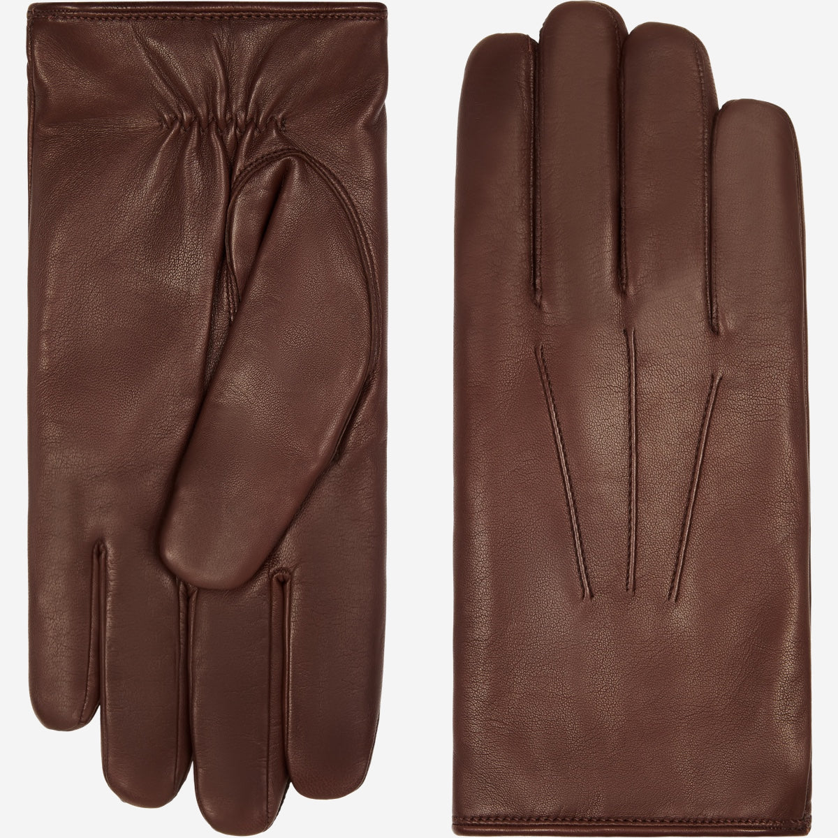 Marco (brown) - Italian lambskin leather gloves with brown rabbit fur lining — photo 3 of 10