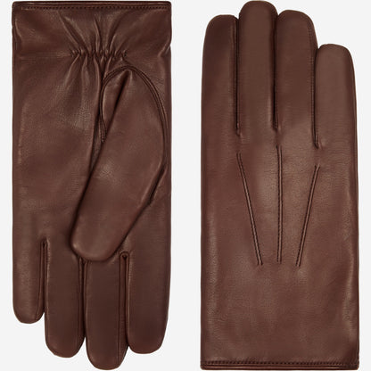 Marco (brown) - Italian lambskin leather gloves with white rabbit fur lining — photo 3 of 10