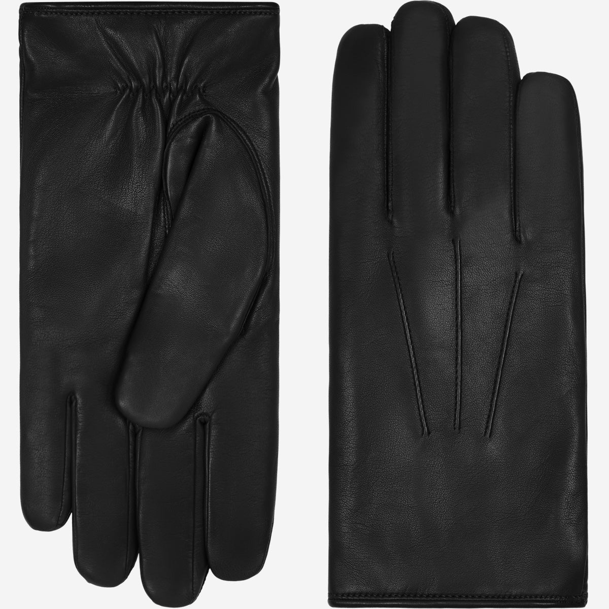 Marco (black) - Italian lambskin leather gloves with brown rabbit fur lining — photo 3 of 10