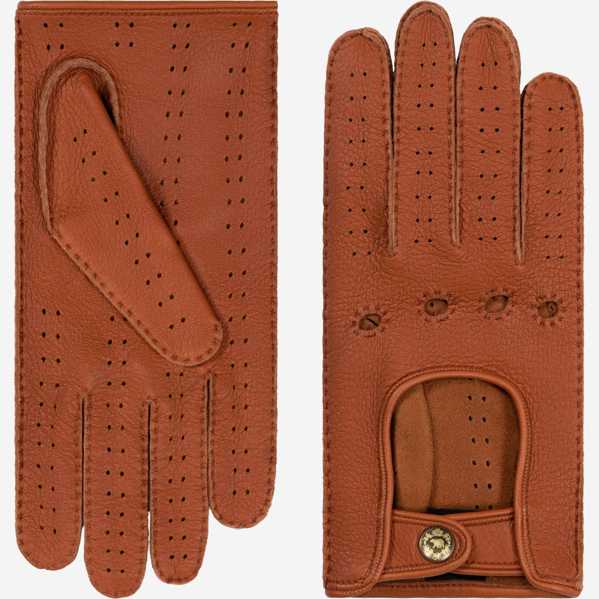 Maria (brown) - Italian driving gloves made of American deerskin leather — photo 1 of 10