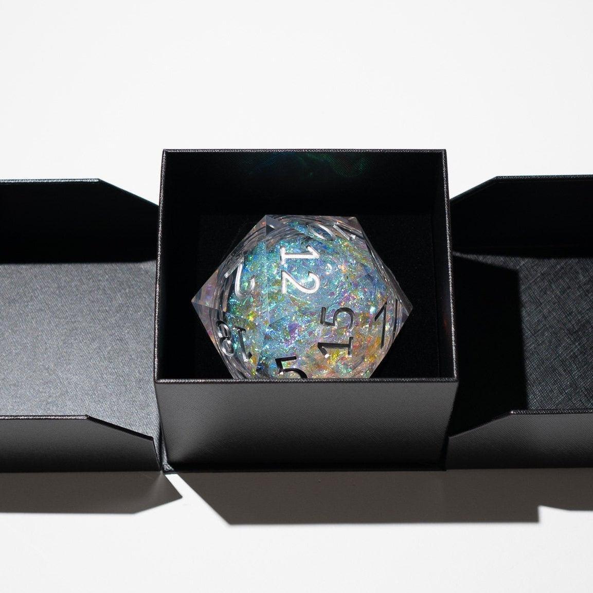 Massive Silber- und Folien-Flüssigkeitskern 95MM Chonk handgefertigte Harzwürfel und Box