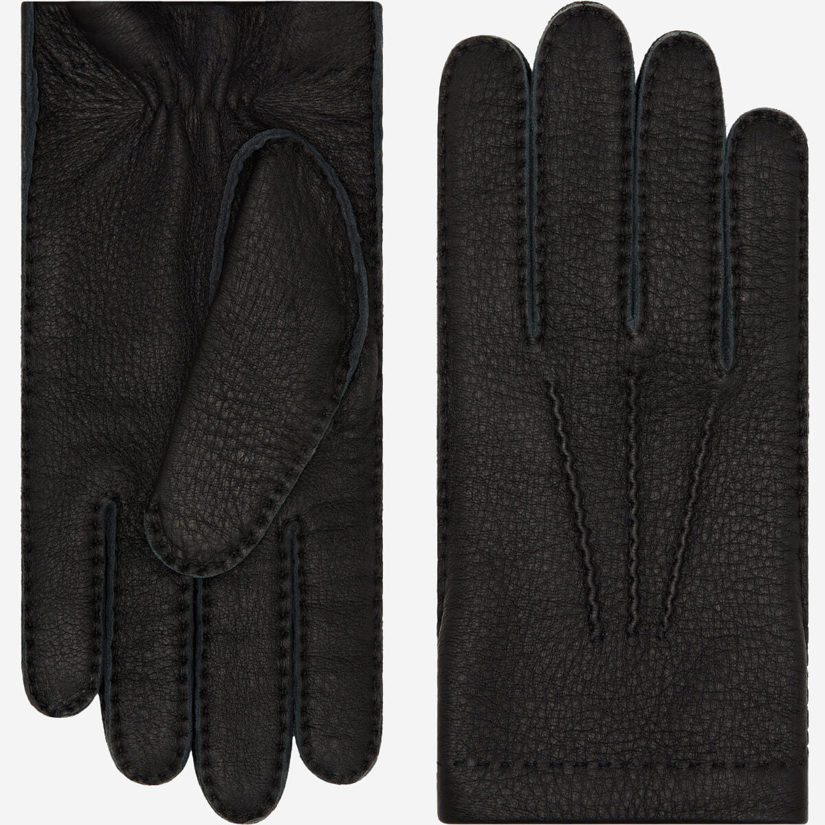 Matteo (black) - Italian gloves made of American deerskin leather with cashmere lining — photo 1 of 10