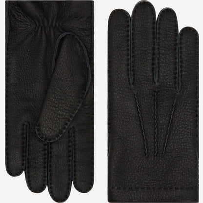 Matteo (black) - Italian gloves made of American deerskin leather with cashmere lining — photo 1 of 10