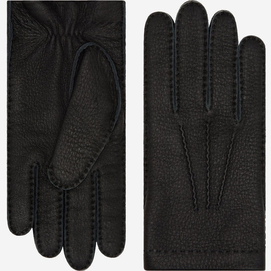 Matteo (black) - Italian gloves made of American deerskin leather with cashmere lining — photo 1 of 10