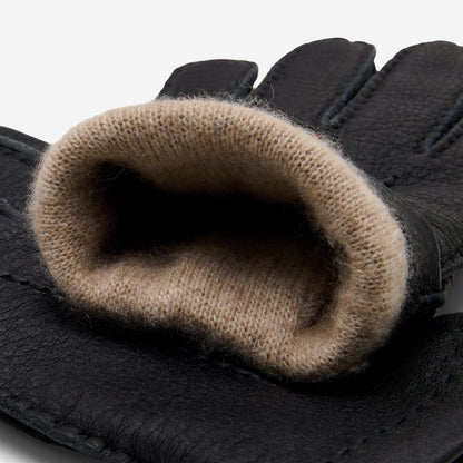 Matteo (black) - Italian gloves made of American deerskin leather with cashmere lining — photo 3 of 10
