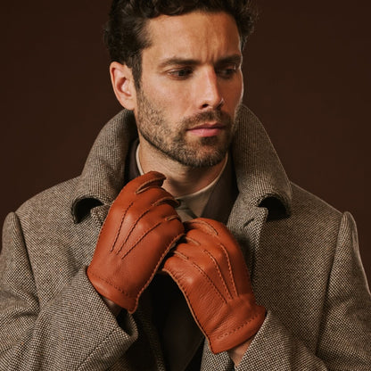 Matteo (brown) - Italian gloves made of American deerskin leather with cashmere lining — photo 10 of 10