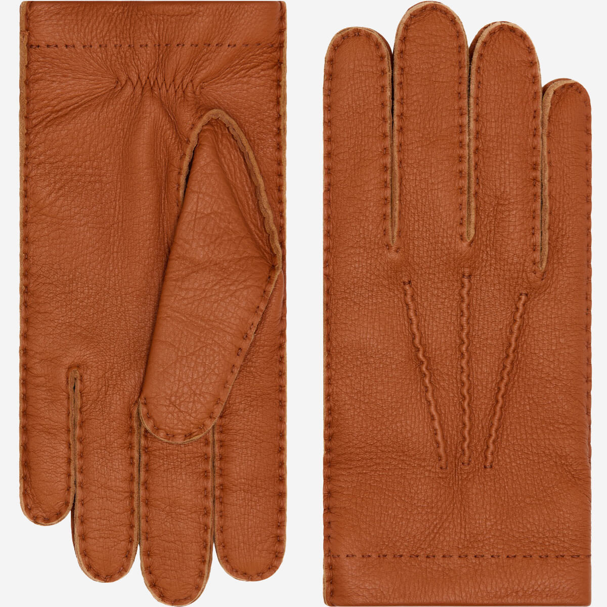 Matteo (brown) - Italian gloves made of American deerskin leather with cashmere lining — photo 1 of 10