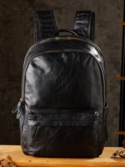 Men Leather 16" Laptop Backpack Full Grain Leather School Backpack