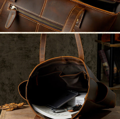 Men's 17" Leather Laptop Messenger Bag, Leather Messenger Bag for Men, Full Grain Leather Crossbody Bag