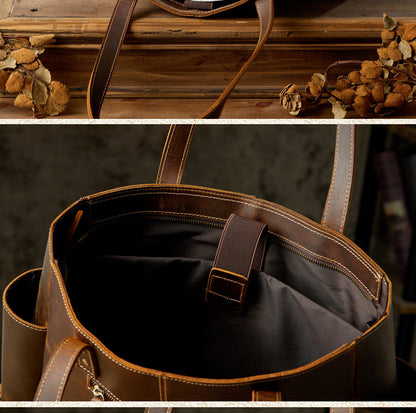 Men's 17" Leather Laptop Messenger Bag, Leather Messenger Bag for Men, Full Grain Leather Crossbody Bag