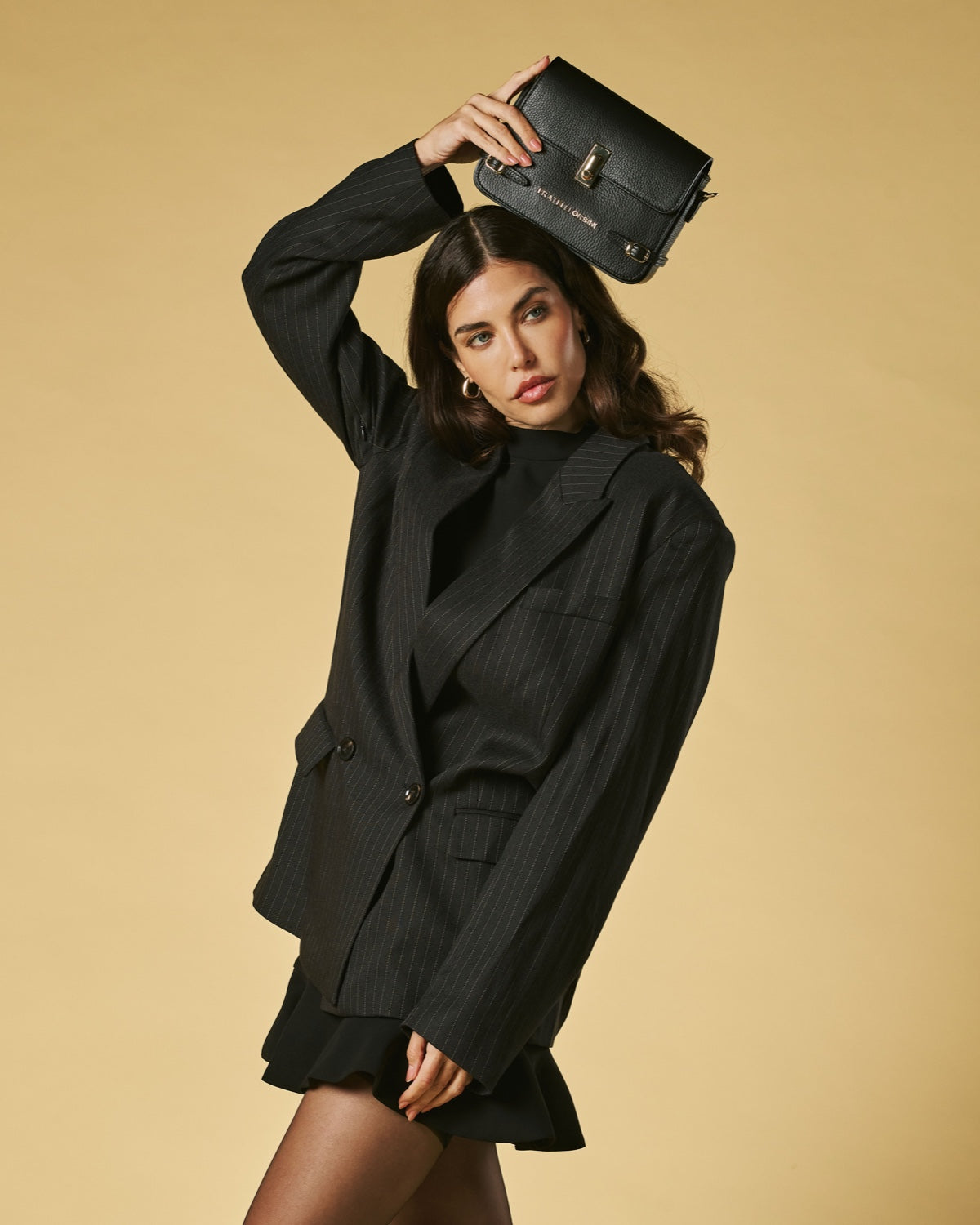 Mirella (black) - Italian calf leather women's crossbody bag (with shoulder strap) — photo 2 of 9