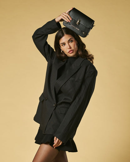 Mirella (black) - Italian calf leather women's crossbody bag (with shoulder strap) — photo 2 of 9
