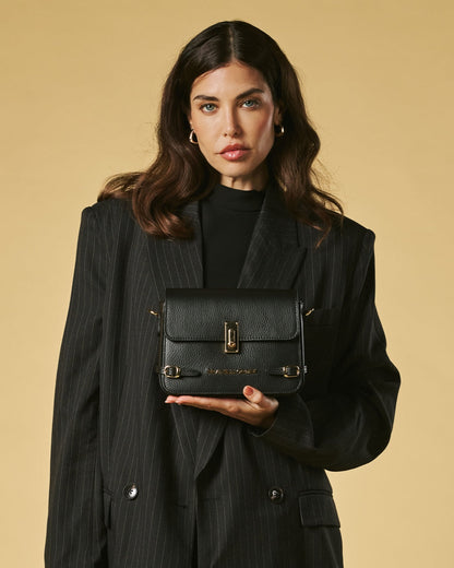 Mirella (black) - Italian calf leather women's crossbody bag (with shoulder strap) — photo 3 of 9
