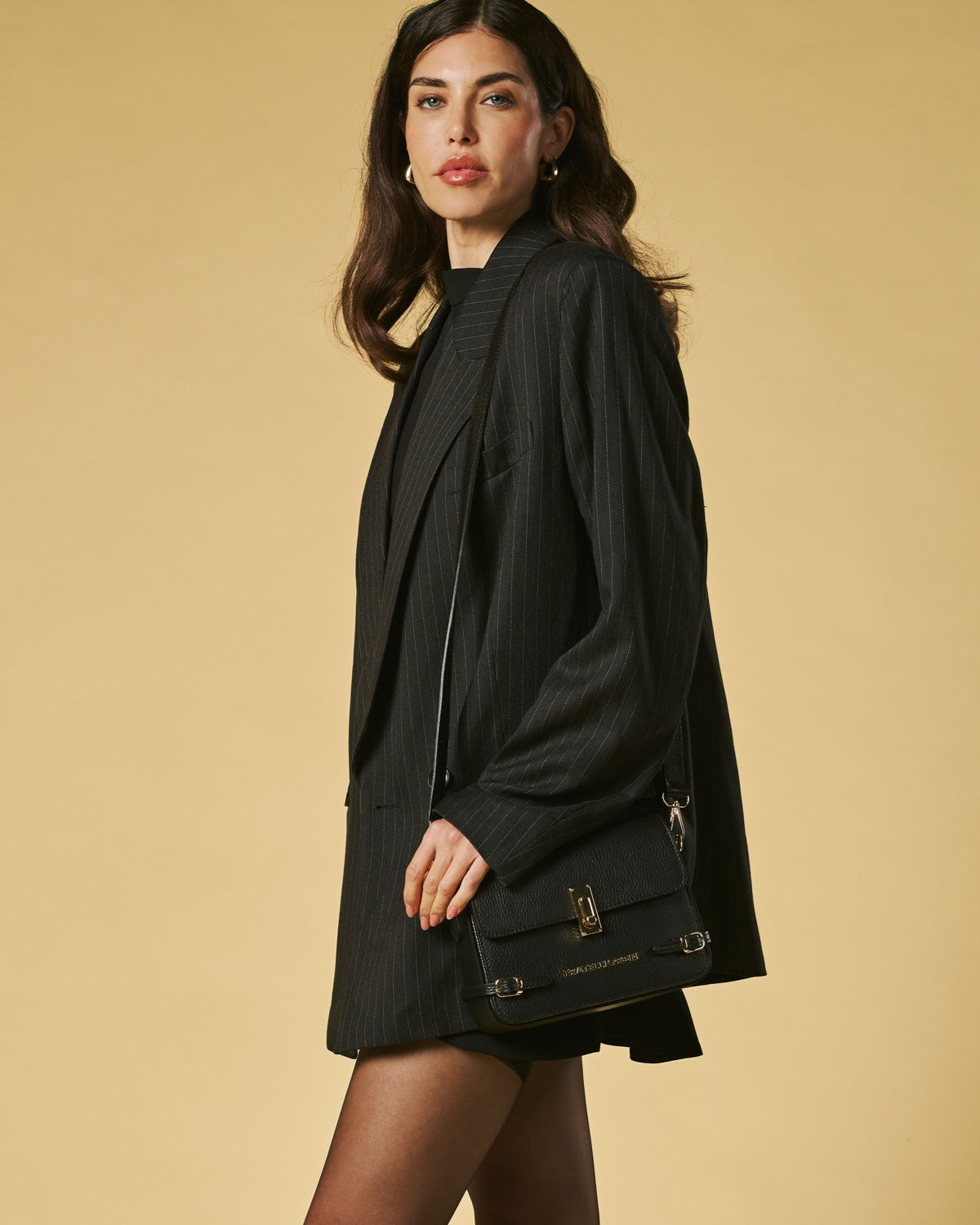 Mirella (black) - Italian calf leather women's crossbody bag (with shoulder strap) — photo 8 of 9