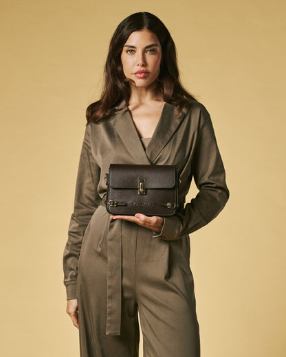 Mirella (dark brown) - Italian calf leather women's crossbody bag (with shoulder strap) — photo 7 of 9