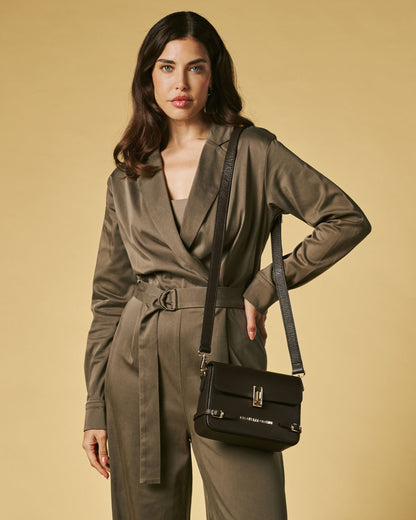 Mirella (dark brown) - Italian calf leather women's crossbody bag (with shoulder strap) — photo 5 of 9