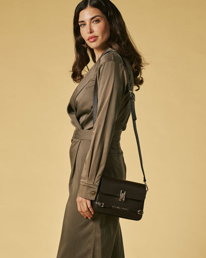 Mirella (dark brown) - Italian calf leather women's crossbody bag (with shoulder strap) — photo 1 of 9